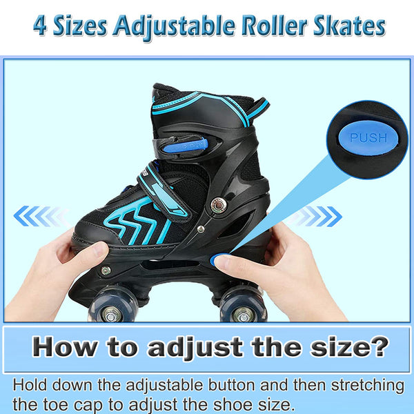 Adjustable Kids Roller Skates with Light Up Wheels, Fun Illuminating for Boys & Girls, Rollerskates for Kids Beginners, Suitable for Indoor & Outdoor