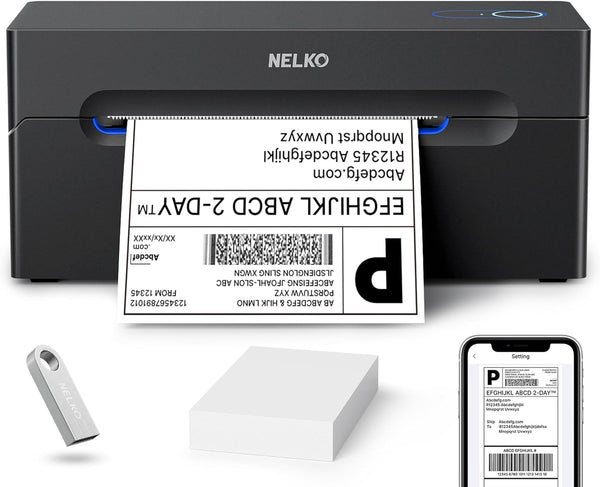 Nelko Bluetooth Thermal Label Printer, Wireless 4x6 Shipping Label Printer for Small Business, Support Android, iPhone and Windows, Widely Used for Amazon, Ebay, Shopify, Etsy, USPS 1 pack