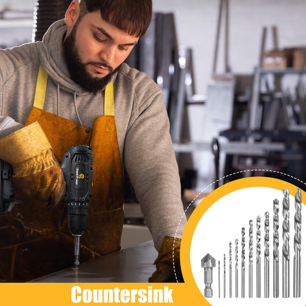 C P CHANTPOWER Drill Bit Sets and Screwdriver Bit Sets with Case for Drilling Wood, Plastic, Soft Metal, 41 Pieces