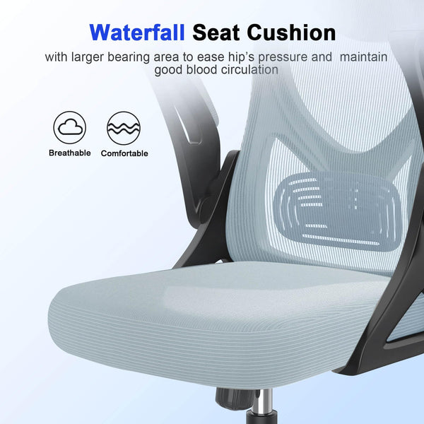 Office Chair - Ergonomic Desk Chair with Lumbar Support Headrest Adjustable, Padded Flip-up Armrests Comfy Seat Cushion High Back Executive Manager Chair For Home Office
