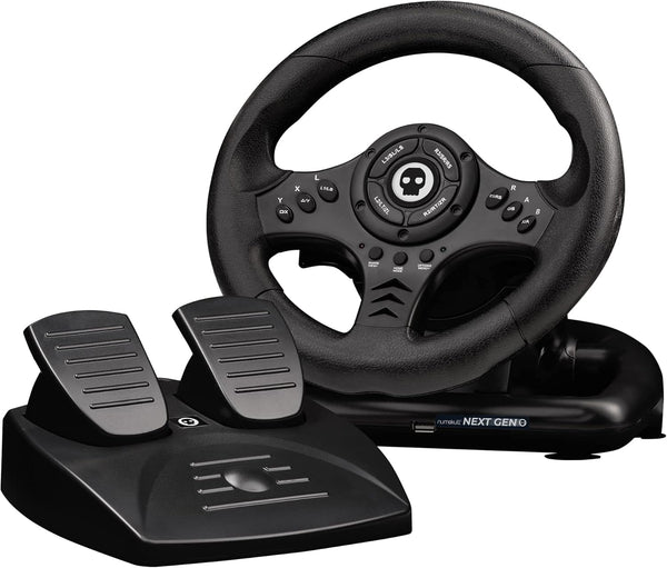 Numskull Next-Gen Pro Racing Wheel with Pedals and Shifter - Compatible with Xbox Series X|S, Xbox One, PS4, Nintendo Switch and PC - Realistic Steering Wheel Controller Accessory