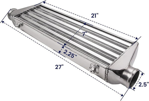 maXpeedingrods 550x180x65mm Universal Intercooler Aluminum Turbo Cooler + 2.5" 64mm Sleeve Compatible Intercooler Turbocharger Pipe Hose Kit