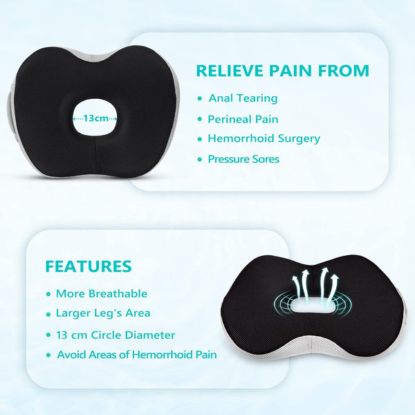 Feagar Donut Cushion for Office Chair, Memory Foam Seat Cushion for Haemorrhoid, Coccyx Pressure, Tailbone and Back Pain Relief - Orthopedic Ring Seat