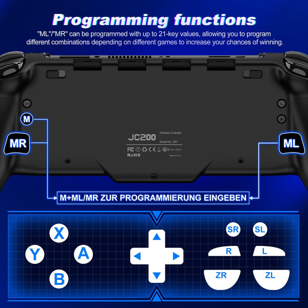HASACOOL Switch Controller for Nintendo Switch/OLED, Handheld One-Piece Joycon Controllers with RGB Lights, TURBO, Vibration, Back Button