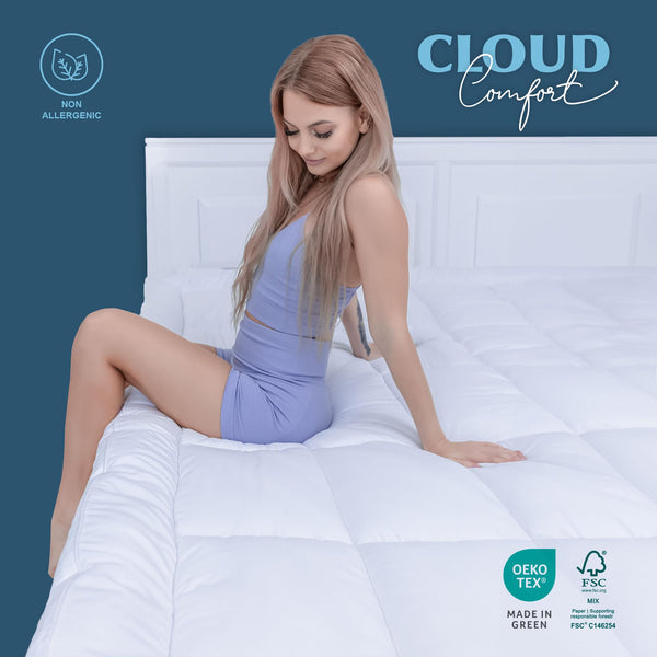 ACRALI HOME Luxury Thick Mattress Topper Double Bed – 4 Inch Extra Thick, Hotel Quality, Quilted and Breathable Topper with Elasticated Corner Straps for Superior Comfort and Fit