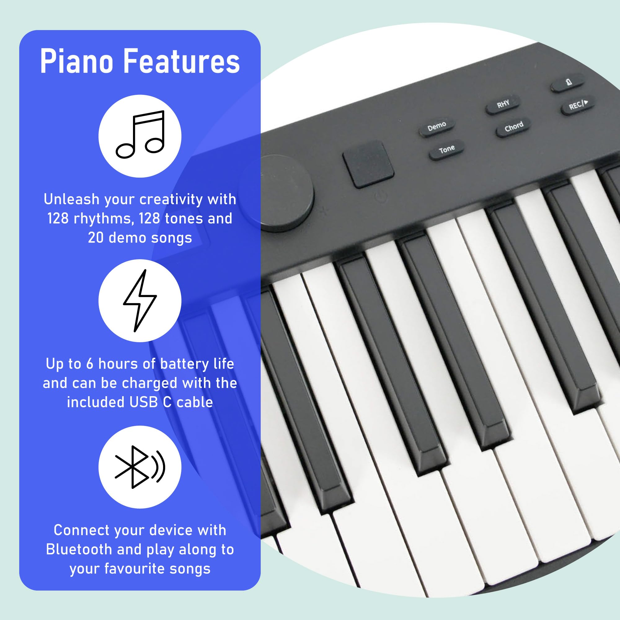 Axus AXD55 88 Key Digital Piano Keyboard with Touch Sensitive Keys, Sustain Pedal and High-Level Features and Functions.