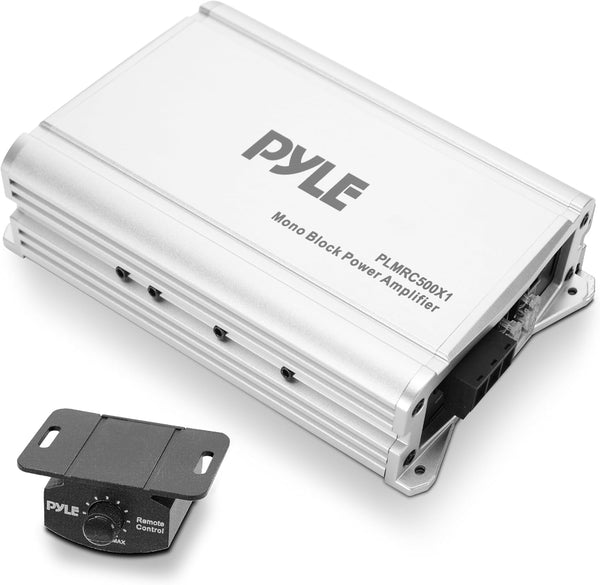 Pyle Mono-Block Audio Amplifier System - Class D Compact Car Amp, Weather Resistant, IPX4 Rated, for Car, ATV, UTV, Jeep, Motorcycle, Marine, Soft Turn On/Off, Power Protection, 7.95"x4.33"x1.87"