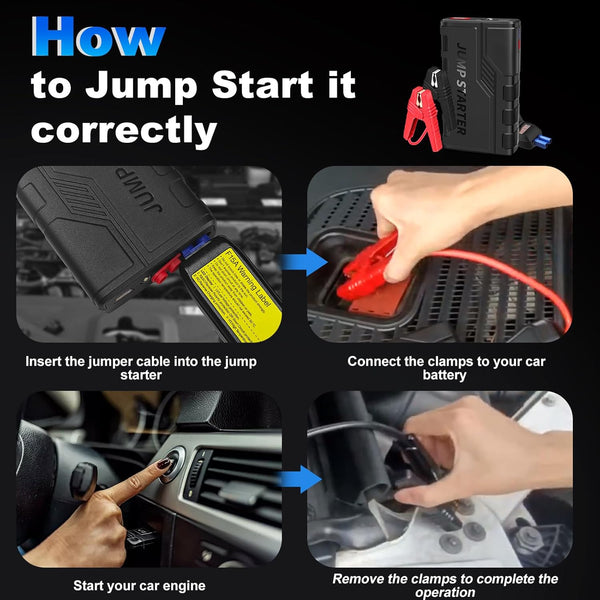 Jump Starter Power Pack, 1500A Car Battery Booster Jump Start er for 12V Vehicle, Car Jump Starter Power Bank with LED, and Jump Leads for Up to 7.0L Gas and 5.5L Diesel Engines