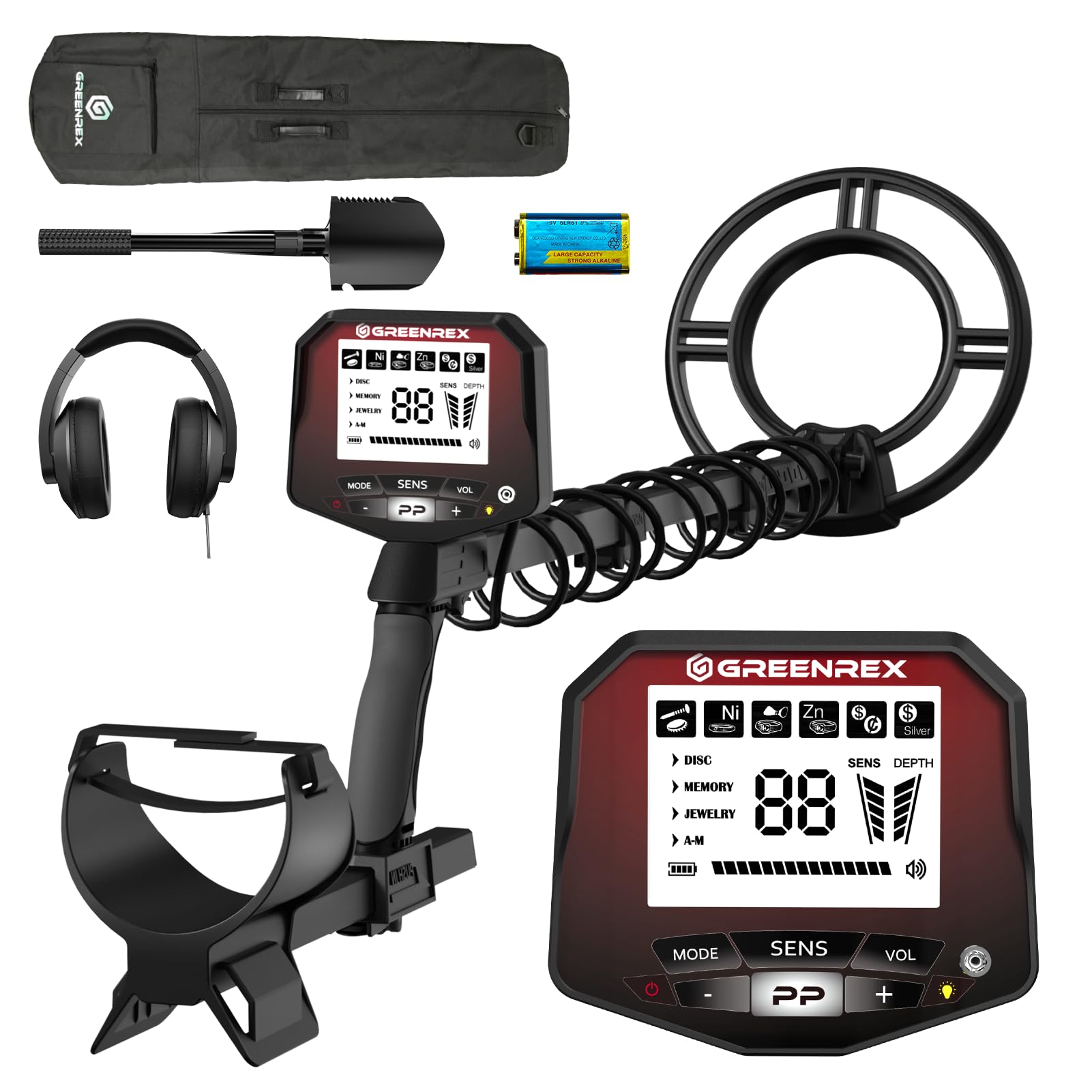 GreenRex Metal Detector for Adults Professional, Waterproof Pinpoint, High Accuracy Gold and Silver Detection, Underwater and Beach Use, 10'' IP68 Coil, Bigger LCD, New Advanced DSP Chip