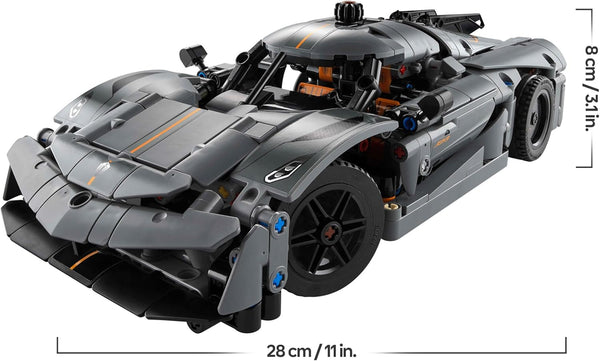 LEGO Technic Koenigsegg Jesko Absolut Grey Hypercar, Race Car Building Toy Set for Boys, Girls & Kids Aged 10 Plus, Buildable Vehicle Model Kit, Introduction to Engineering, Birthday Gift Idea 42173