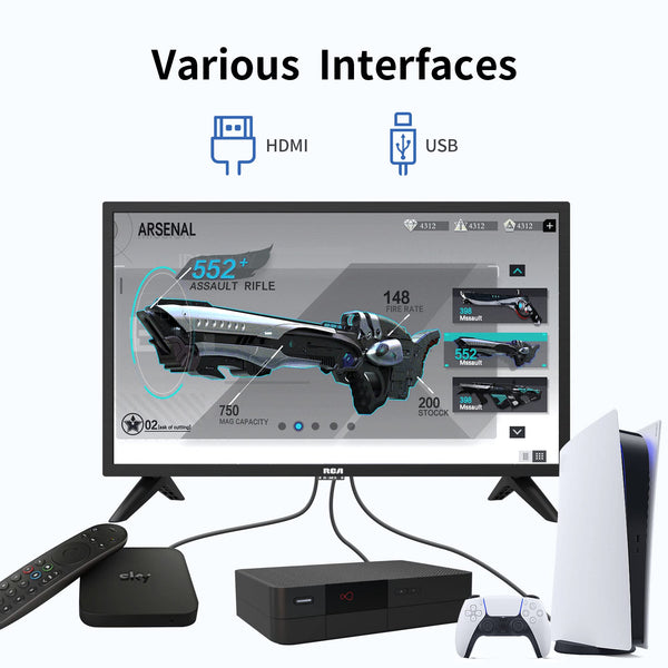 RCA RB24H2CU 24" inchFreeview HD TV DVB-T2/C/S2 Dolby Digital Audio, LED Backlighting Display, HDMI VGA PC SCART USB Travel Small TV for Motorhome and Campervan,Caravans,12 Volt