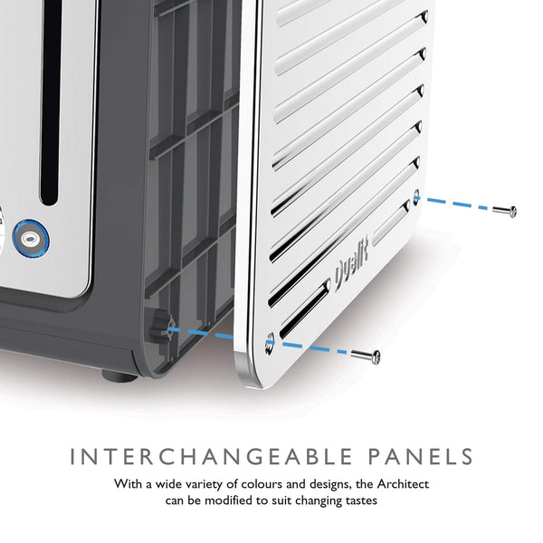 Dualit Architect 2 Slice Toaster Stainless Steel with Grey Trim Extra-Wide Slots, Peek and Pop Function, Patented Ideal Toast Technology  Matching
