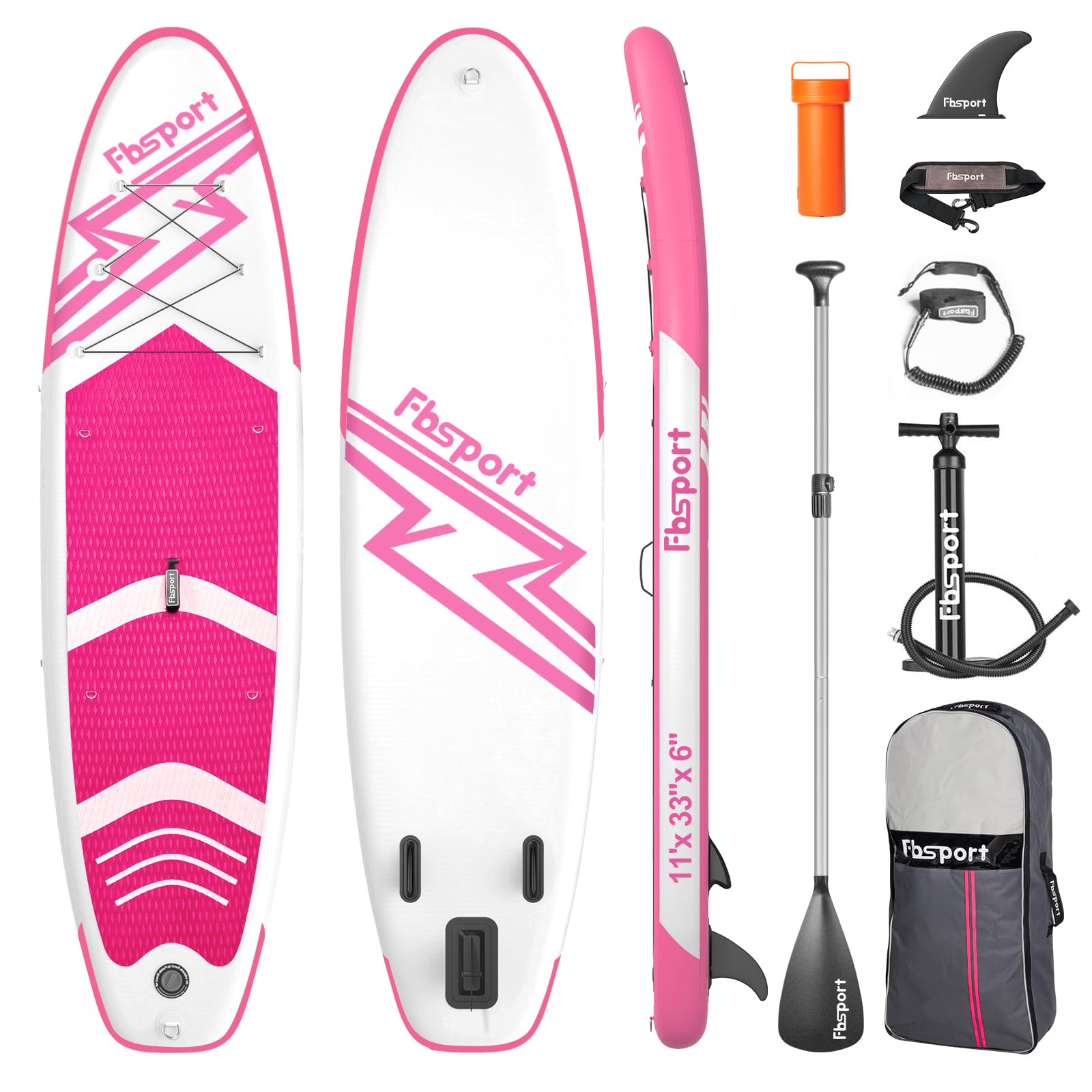 FBSPORT Inflatable Stand Up Paddle Boards,SUP Board,6" Thick Stand Up Paddle Boarding,Paddling Board for Youth & Adult,Surfboard,SUP with Adjustable Paddle/Backpack/Pump/Removable Fin