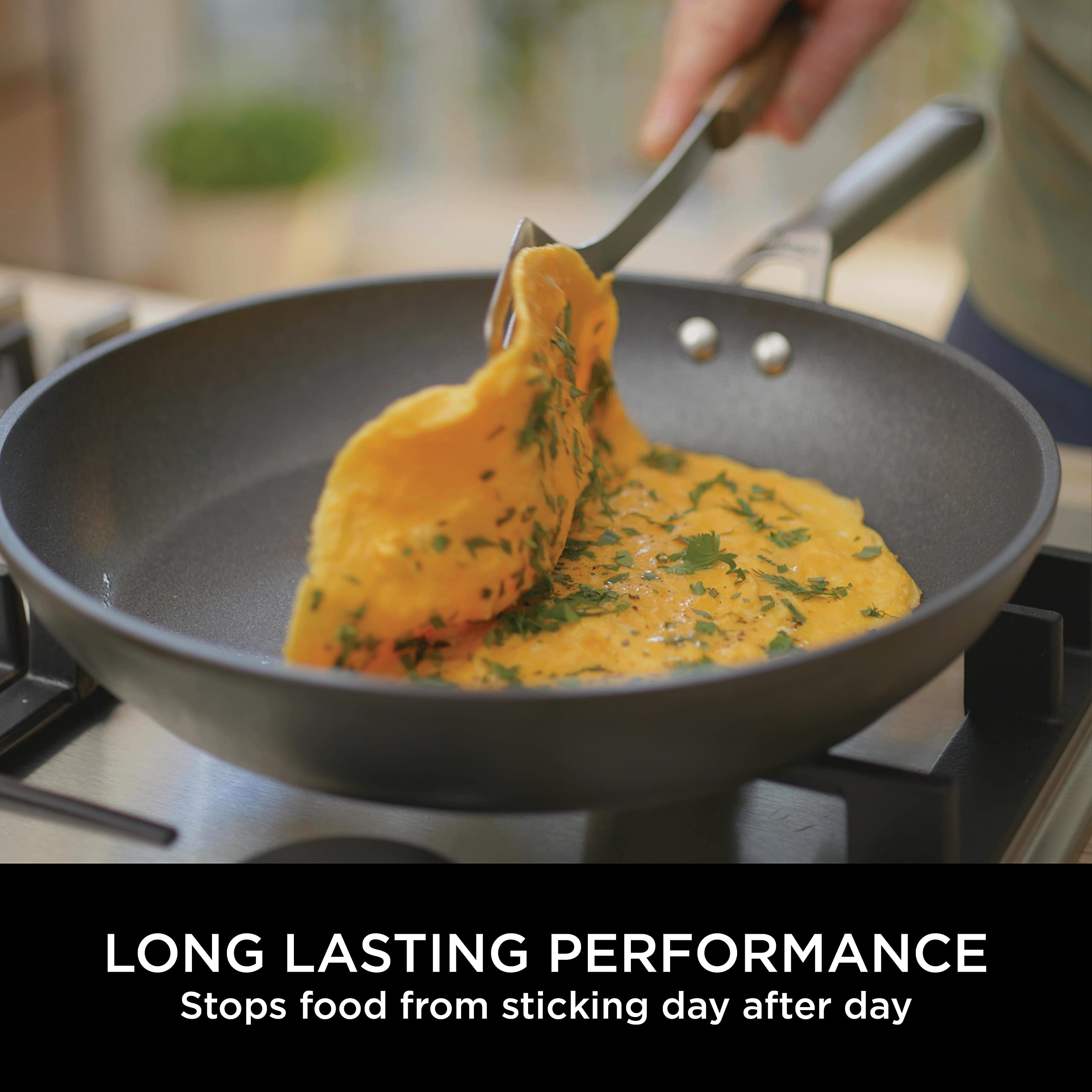 Ninja ZEROSTICK Premium 5-Piece Pan Set, Long Lasting Non-Stick, 3x Saucepans with Glass Lids, 1x Milk Pan, 1x Frying Pan, Hard Anodised Aluminium, Induction Compatible, Grey C35000UK