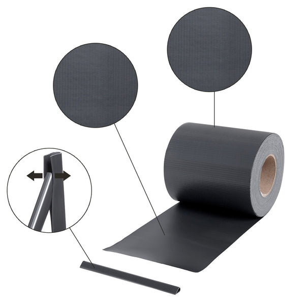 SONGMICS GPJ100GY RAL 7016 PVC Privacy Screen Wind Protection 2 Rolls m x 19 cm Extra Thick with 50 x Mounting Clips Anthracite, Charcoal, 100