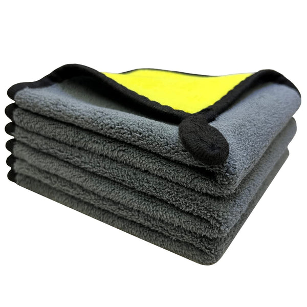 VAIYNWOM Set of 6 Car Cleaning Microfibre Cloths, Absorbent Microfibre Towel Polishing Cloth Gentle on Paint, Lint-Free for Household and Cleaning Car Motorcycle, 30x40cm (Yellow & Gray)