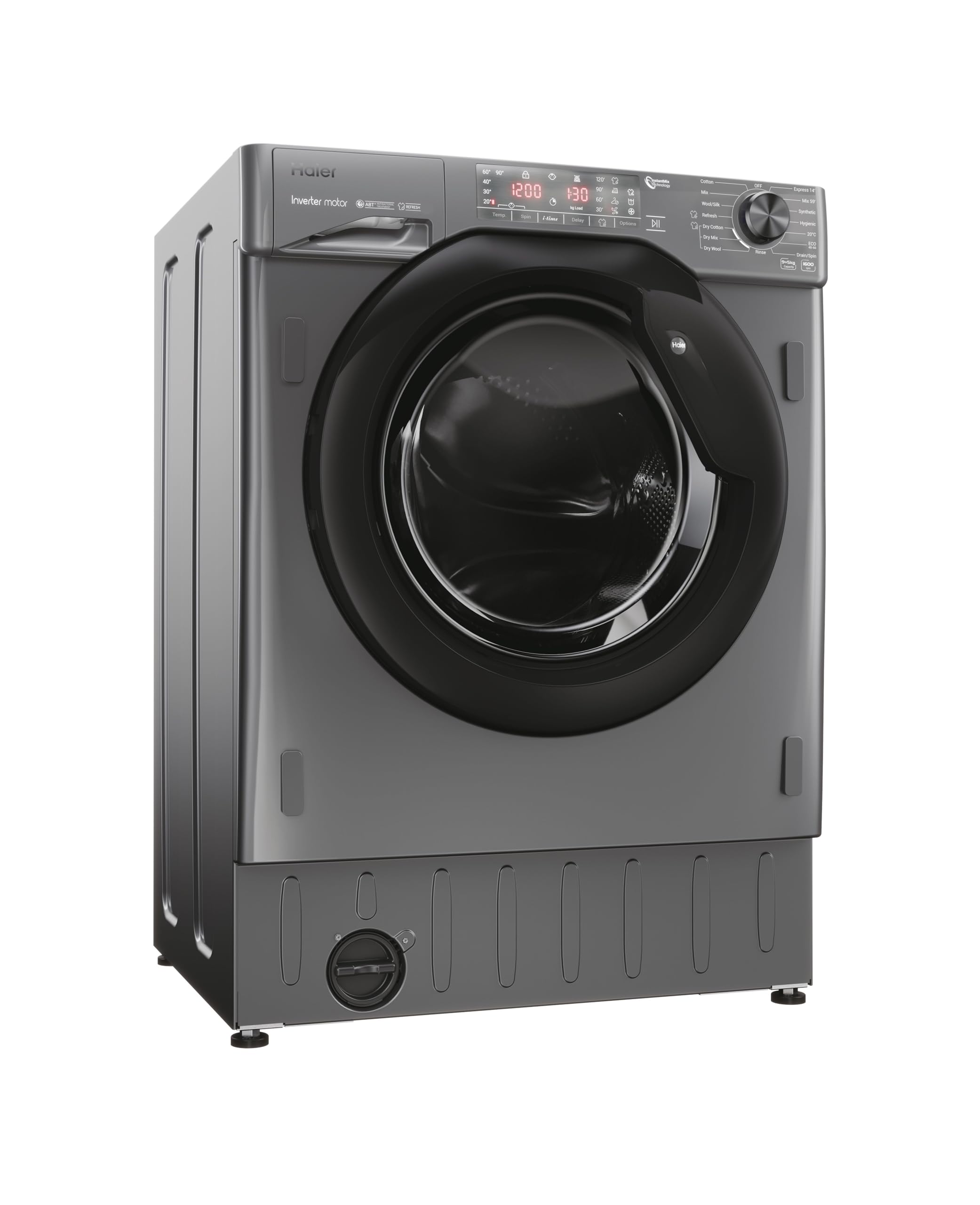 Haier HWQ90B416FWB-UK 9kg Integrated Washing Machine, A Rated, White & Black