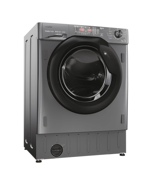 Haier HWQ90B416FWB-UK 9kg Integrated Washing Machine, A Rated, White & Black