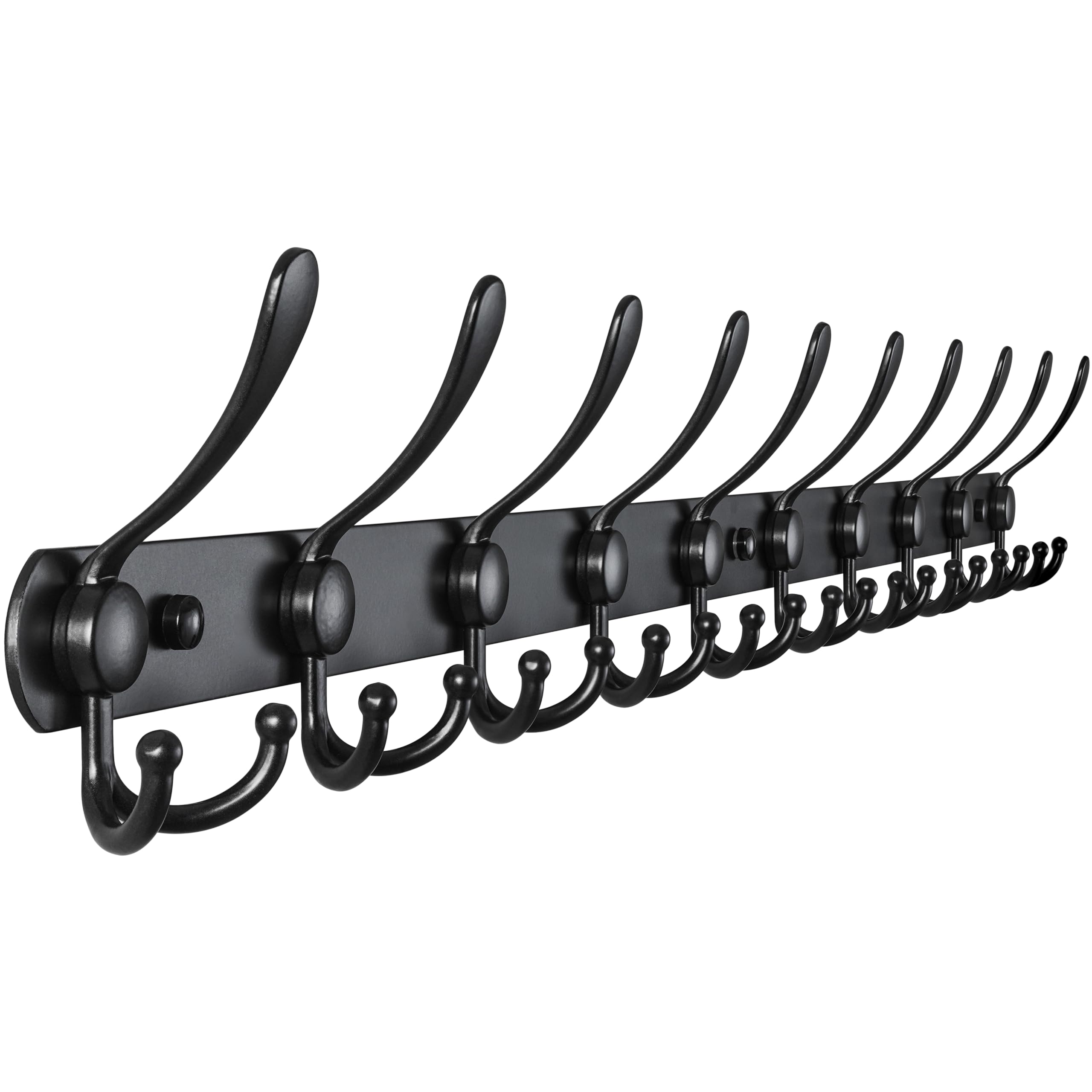 Dseap Wall Mounted Coat Rack - 96cm Long 10 Tri Hooks, Heavy Duty Stainless Steel Metal Coat Hanger Rail Wall Hooks for Coats Hats Clothing Clothes