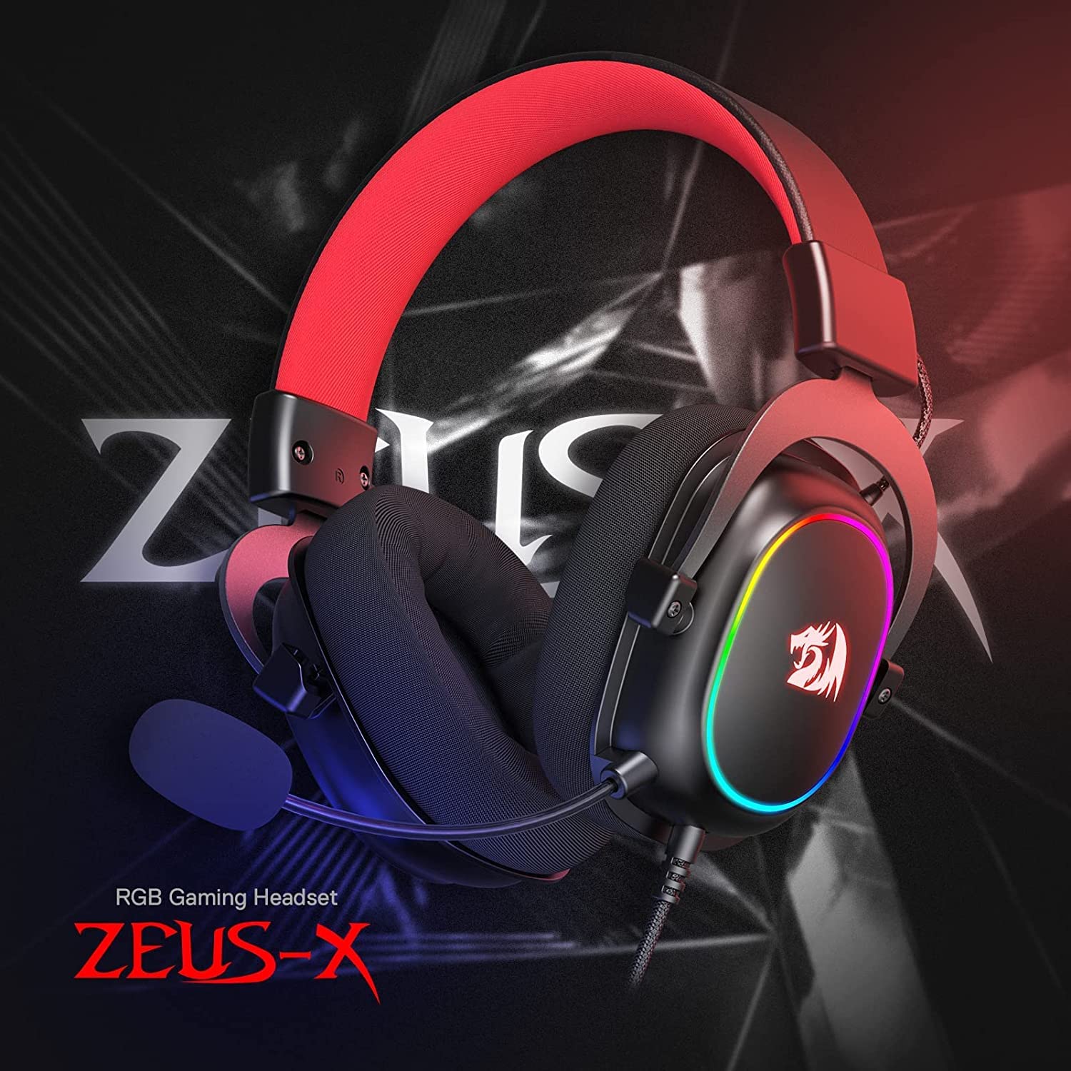 Redragon H510 Zeus Wired Gaming Headset - 7.1 Surround Sound - Memory Foam Ear Pads - 53MM Drivers - Detachable Microphone - Multi Platform Headphone - Works with PC/PS4 & Xbox One, Nintendo Switch
