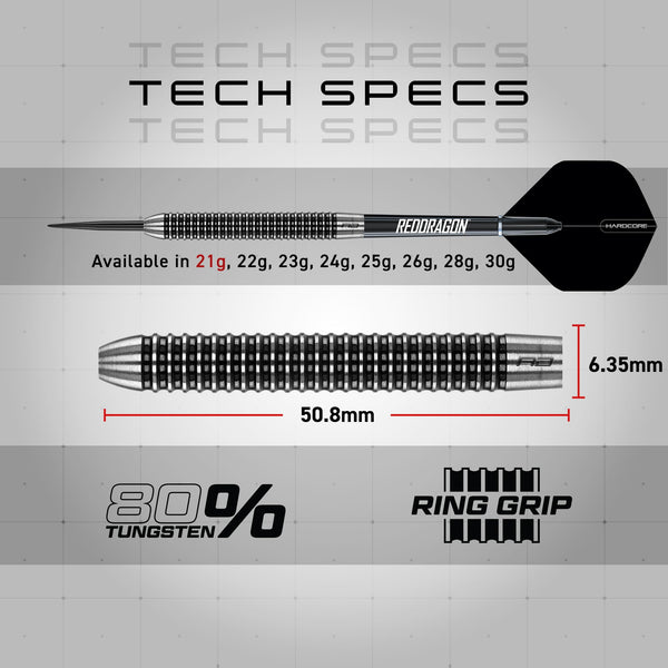 RED DRAGON Pegasus Professional Tungsten Steeltip Darts Set Available in 21, 23, 24, 25, 26, 28, 30 Gram with Flights, Stems (Shafts) and Wallet
