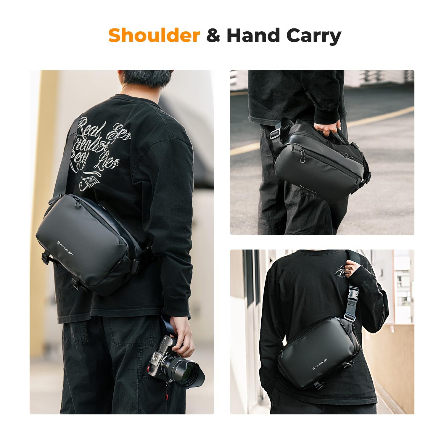 K&F Concept Camera Sling Bag, Camera Bag for DSLR and Lenses, Single Shoulder Camera Case Crossbody Bag with Tripod Holder for SLR Canon Sony Nikon Drone