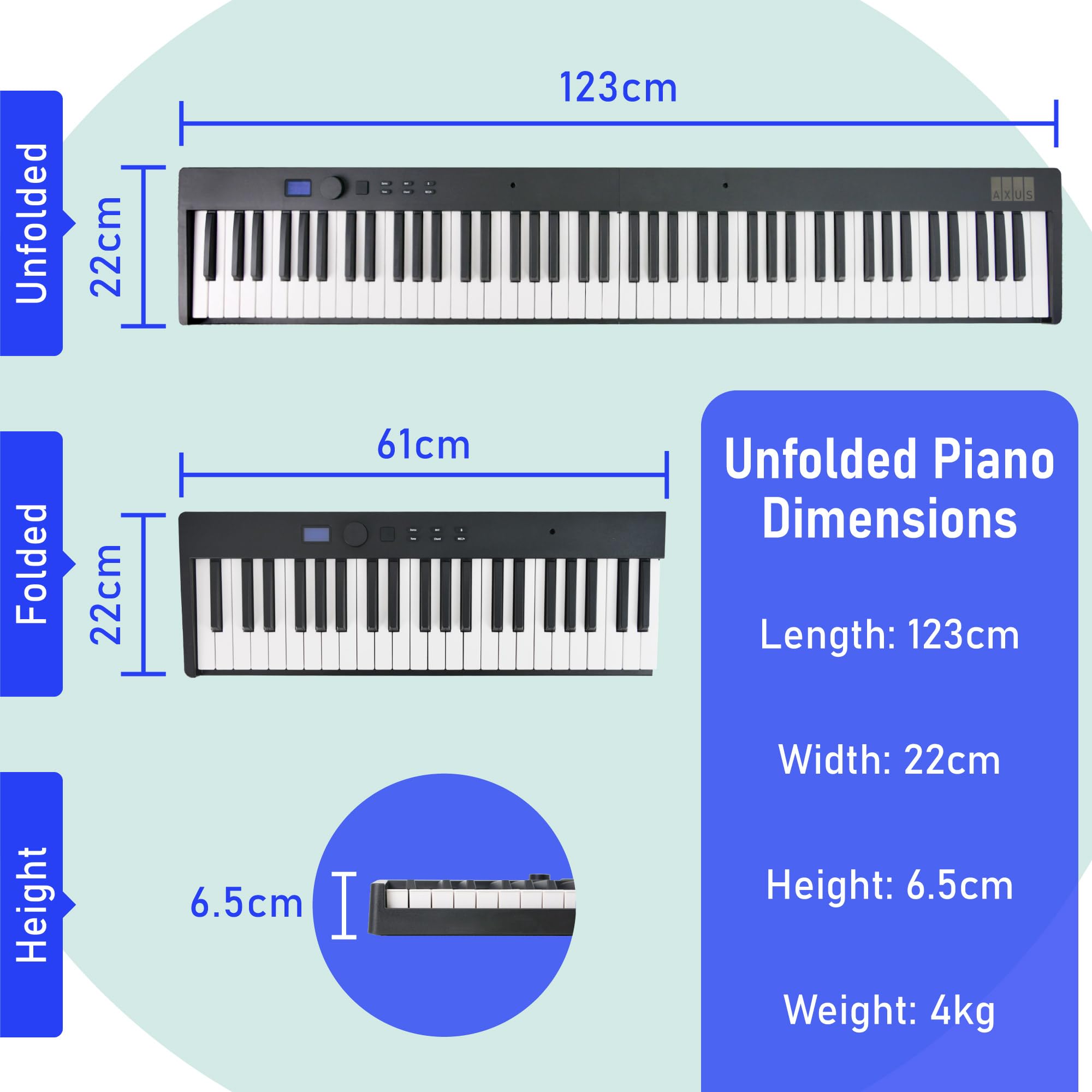 Axus AXD55 88 Key Digital Piano Keyboard with Touch Sensitive Keys, Sustain Pedal and High-Level Features and Functions.