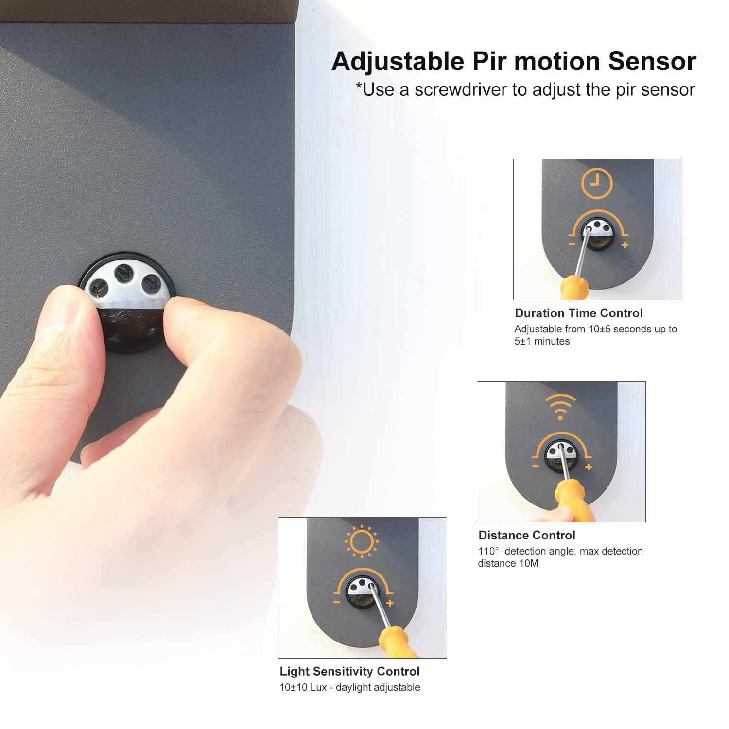 DAWALIGHT Outdoor Wall Light Mains Powered PIR IP44 Waterproof Outside Lights Lantern Style LED Motion Sensor with E27 Socket for External Patio