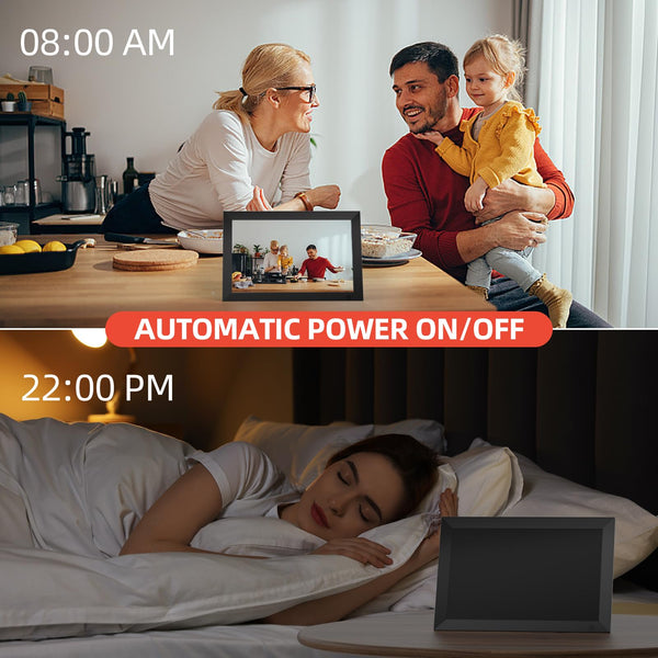 10.1 Inch WiFi Digital Photo Frame Built in 32GB Memory, 1280x800 IPS LCD Touchscreen, Auto-Rotate and Audio, Quick and Easy Share Photos or Videos via the Frameo App, the Best Choice for Gifting