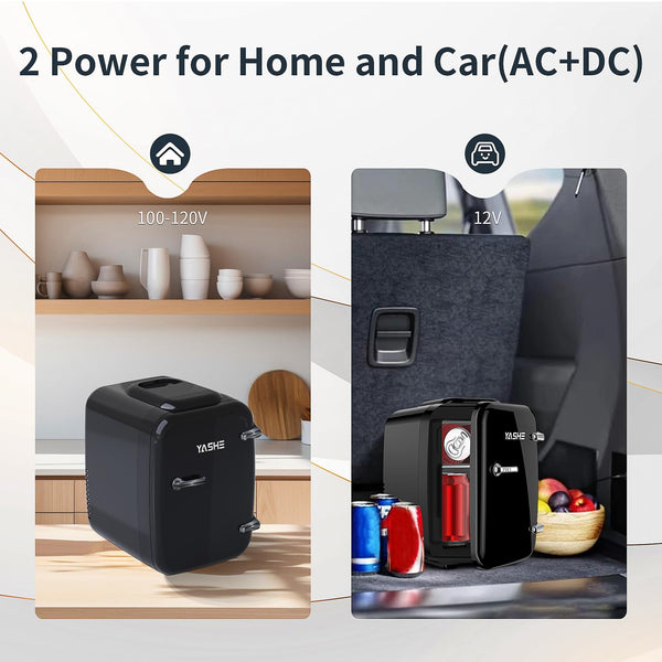 YASHE Mini Fridge for Bedroom, 4 Liter/6 Cans Small Fridge, AC/DC Thermoelectric Cooler and Warmer Mini Fridge for Drink Office Dorm Car, Blue