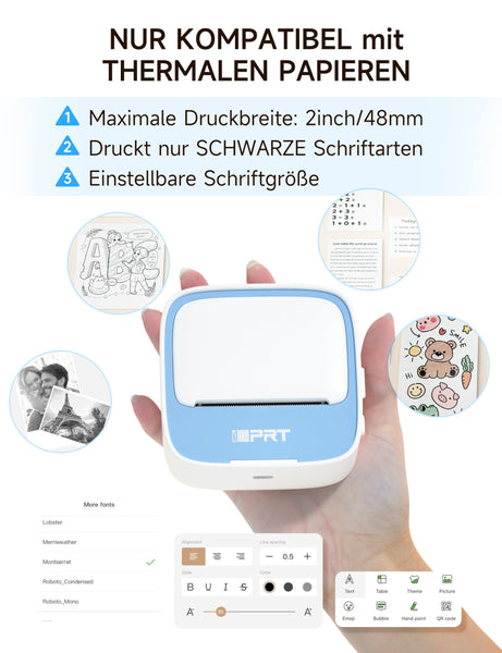 iDPRT Mini Portable Sticker Thermal Printer for Study Notes Pictures DIY Labels, Study Notes, Photos