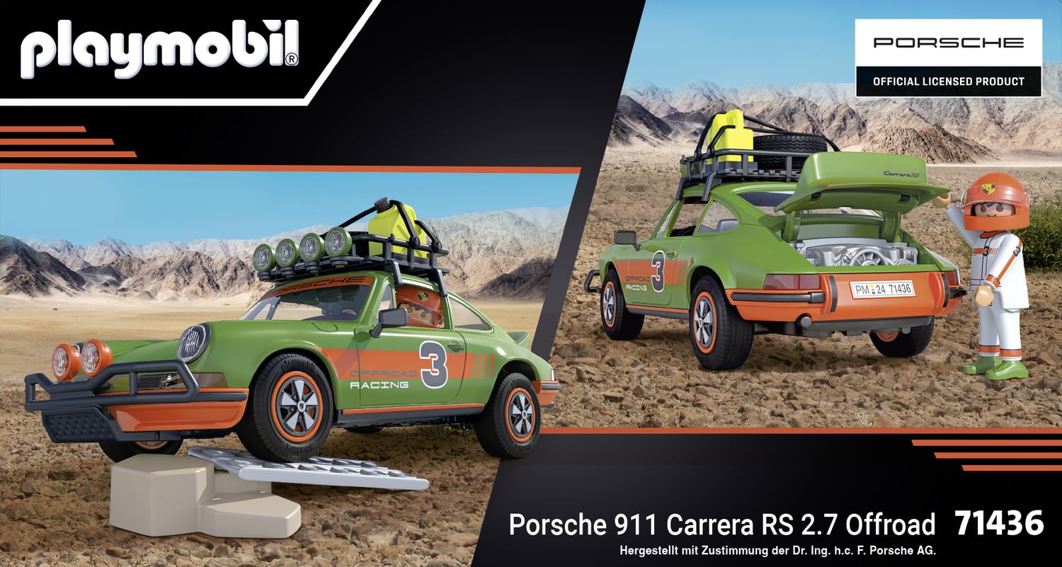 Playmobil 71436 Porsche 911 Carrera RS 2.7 Off-Road Edition, thrilling rides through any terrain, with various functions, collectible car or play sets suitable for children ages 5+
