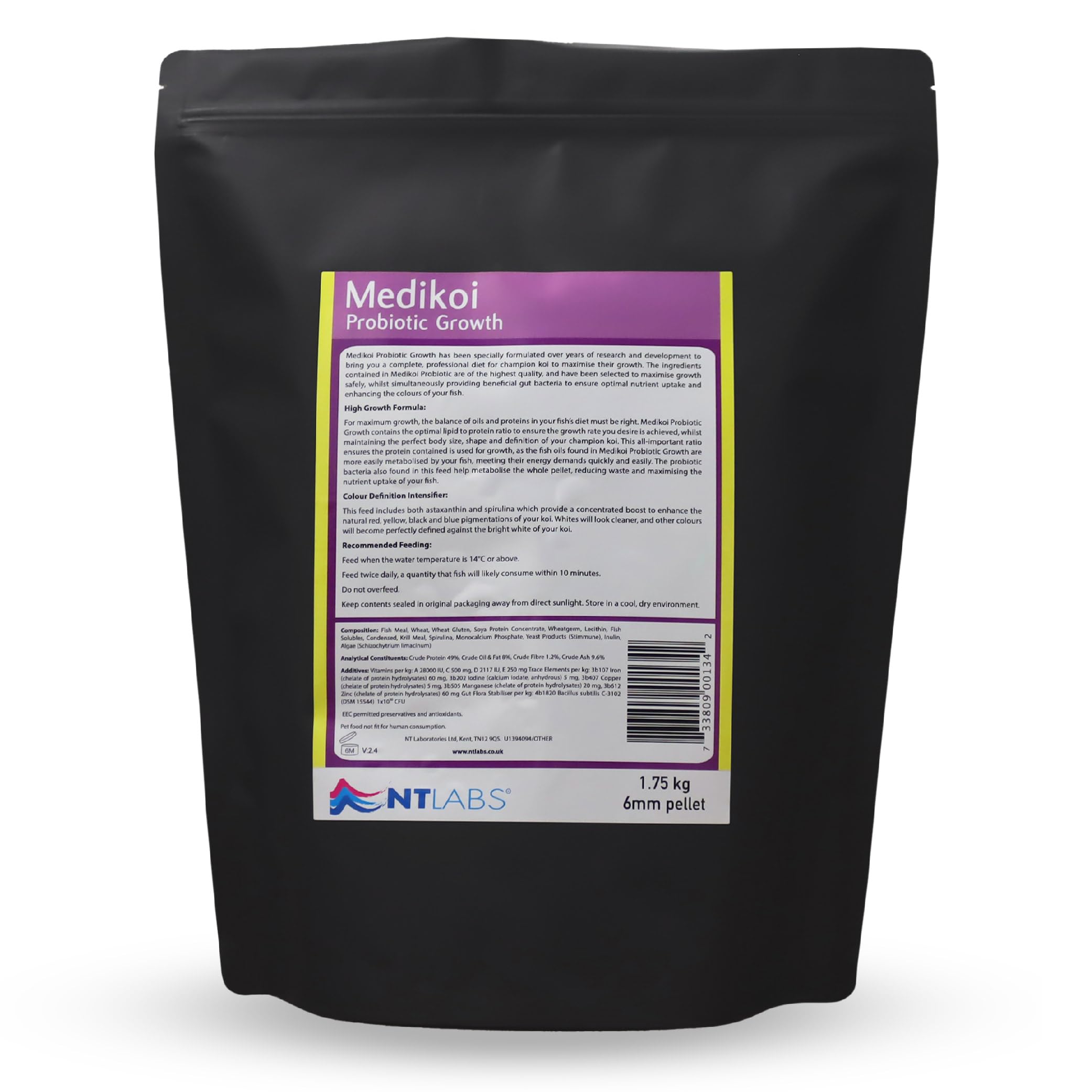 NT Labs Medikoi Probiotic Growth, Complete Feed For All Pond Fish, Ideal For Late Spring and Summer Feeding, High Protein Fish Feed, Maintains Immune