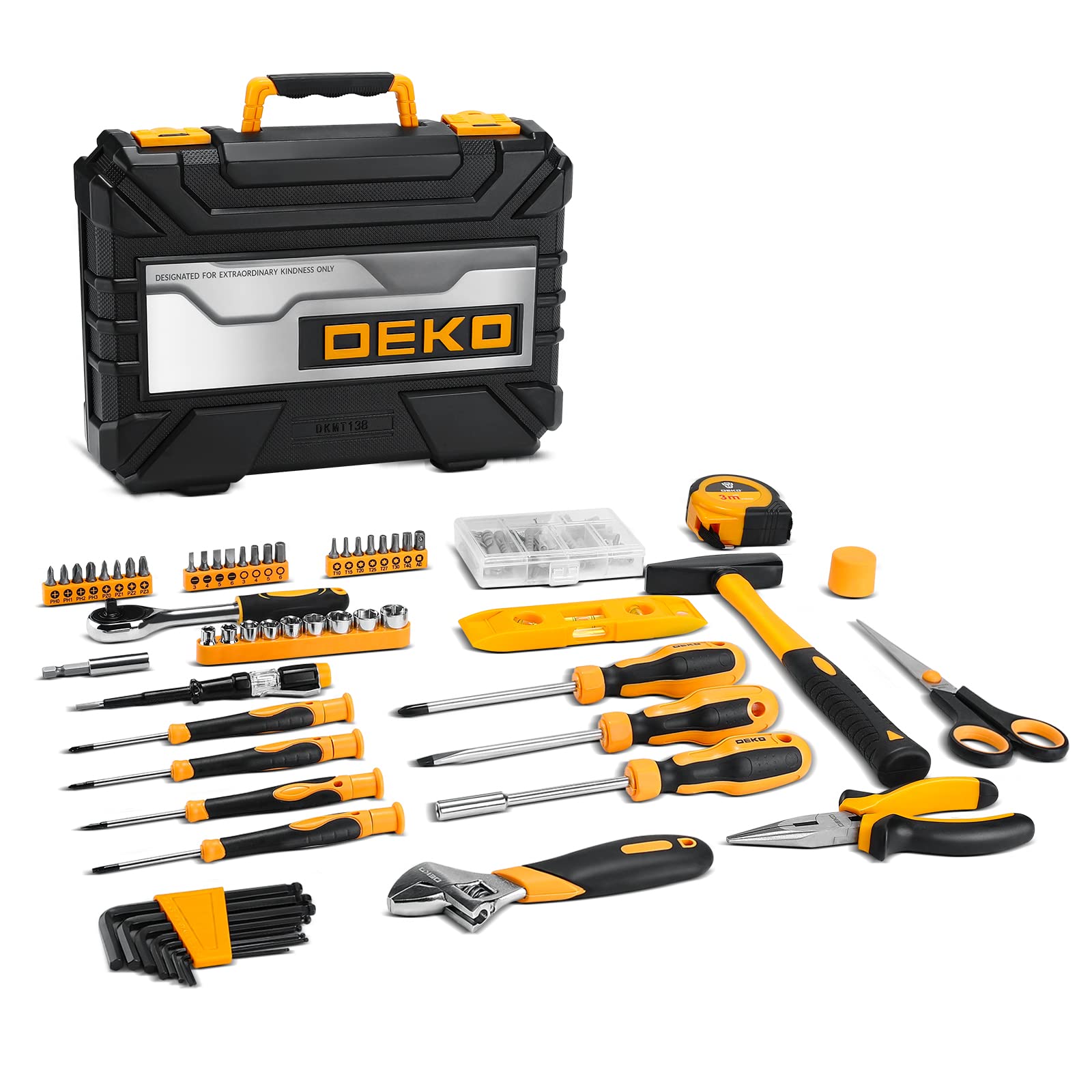 DEKO Tool Kit Set Box Home Repair DIY Tools Basic Hand Toolbox Sets for Home 138Piece