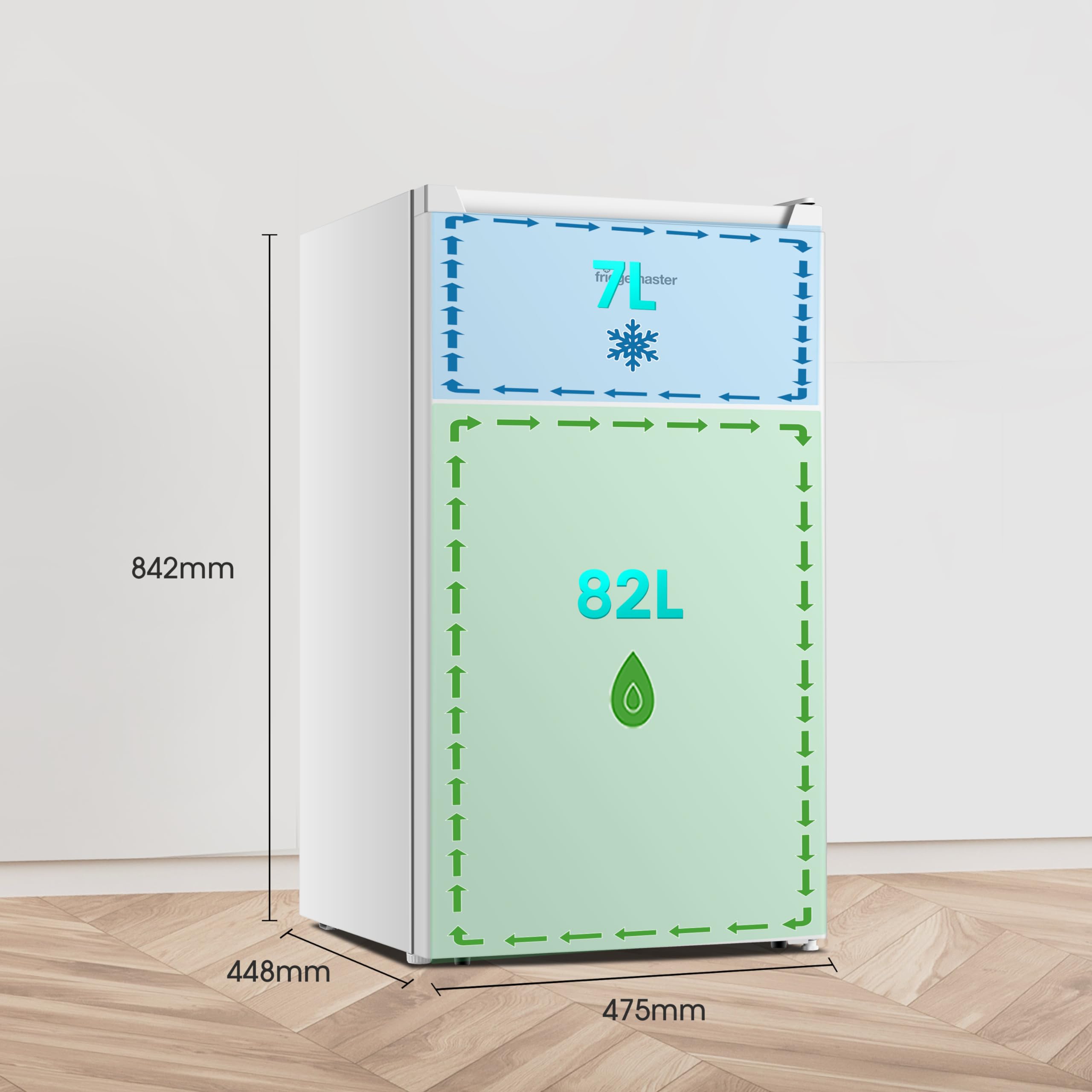 Fridgemaster MUR4545 Small Table Top 45cm Mini Fridge - 45 L - Mechanical Control with Adjustable Thermostat - Reversible Door - 39 dB Low noise - Broad Climate Design - White - E Rated