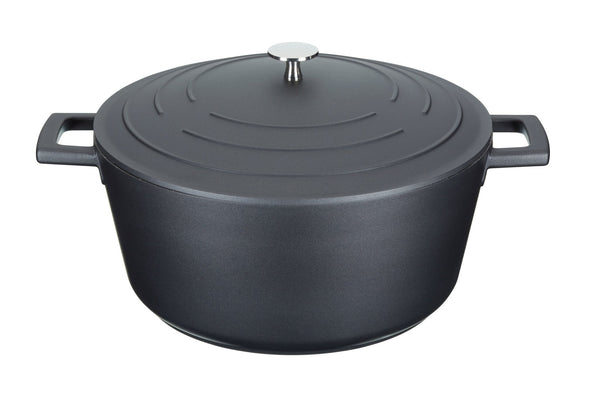 MasterClass Casserole Dish With Lid, Medium 4L/24 cm, Lightweight Cast Aluminium, Induction Hob And Oven Safe, Black