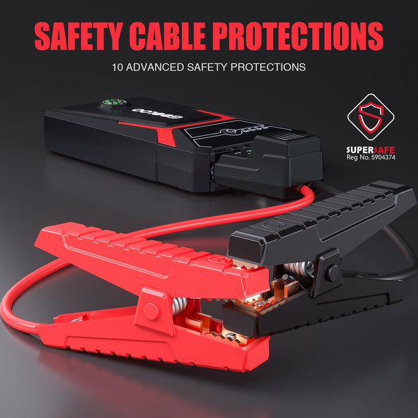 GOOLOO 1500A Jump Starter Power Pack, Car Battery Booster Jump Starter for 12V Vehicle(Up to 6.0L Gas,4.0L Diesel), Jump Pack and Jump Starters, With Smart Jumper and LED Torch