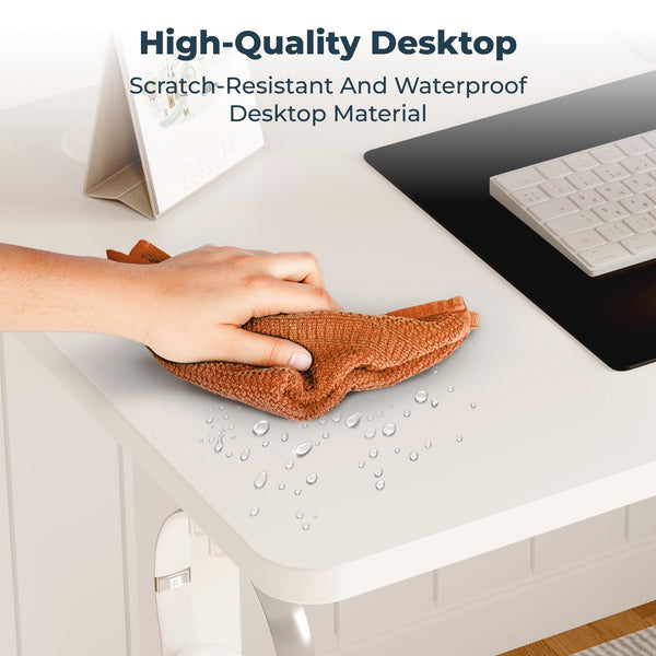 SANODESK QS1+140 * 60 Electric Standing Desk Height Adjustable Standing Desk With Memory Smart Panel Sit Stand Table With Hooks and Cupholder for Home Office （Black Frame+ Black Desktop）