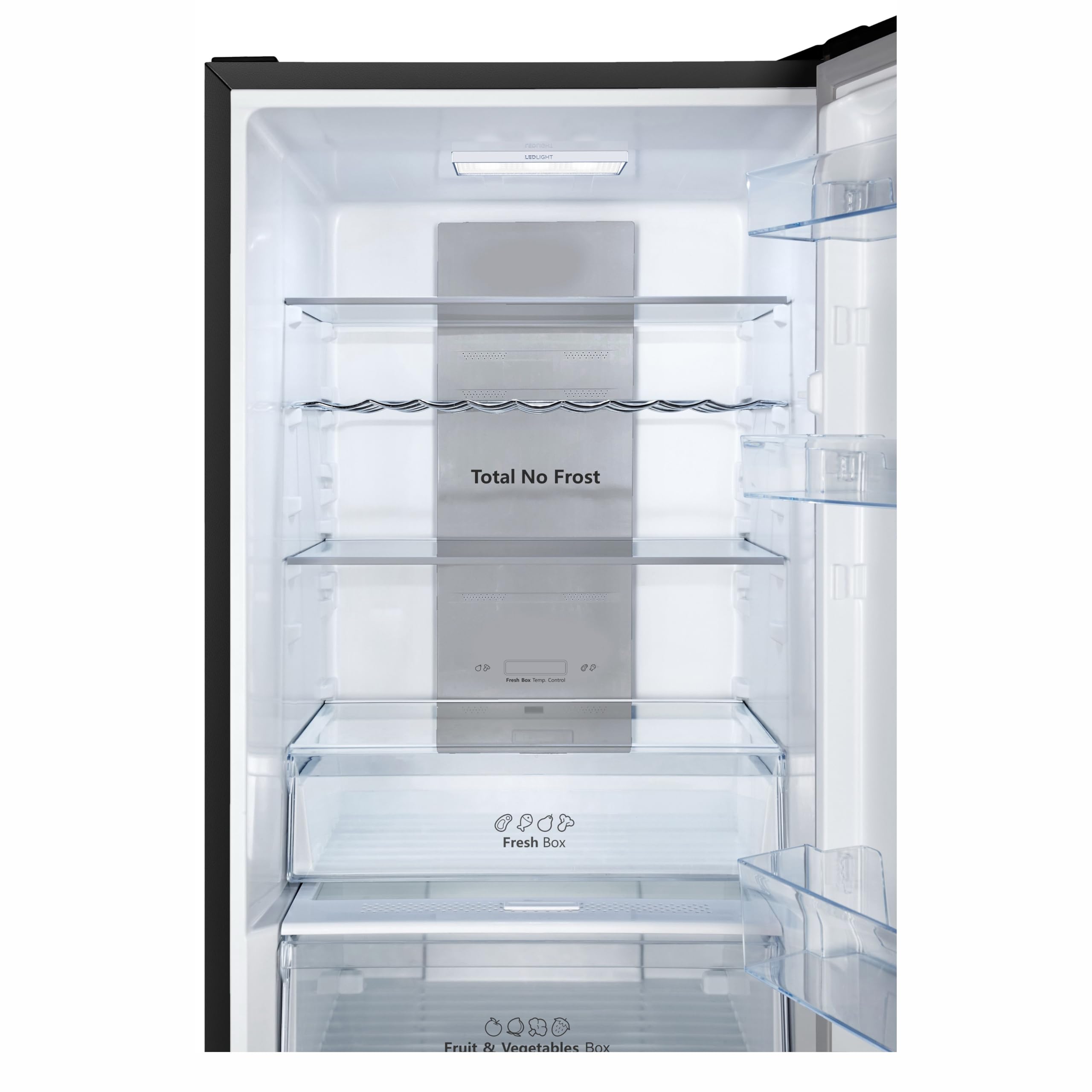 Teknix FFH1825WB 55cm Freestanding 50/50 Fridge Freezer - 256 Litre Capacity - Total No Frost - Non-plumbed Water Dispenser - Black, H182.5 x W55 x D56.2 (cm)