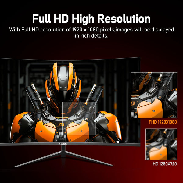 Curved Monitor 27 Inch 100Hz, PC Gaming Monitor with Speakers, AMD FreeSync Full HD 1080p Ultra-Thin Zero Frame Display for Home Office Business