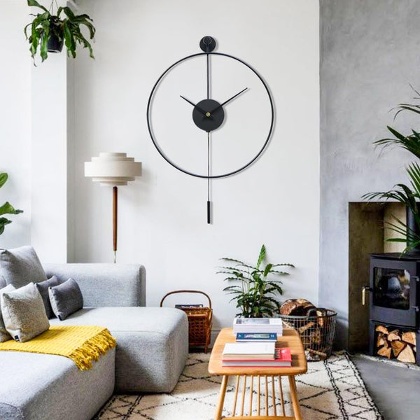 Classical Large Decorative Wall Clock with Pendulum, Modern Non-Ticking Silent Metal Wall Clocks for Living Room, Bedroom, Study, Office,20??