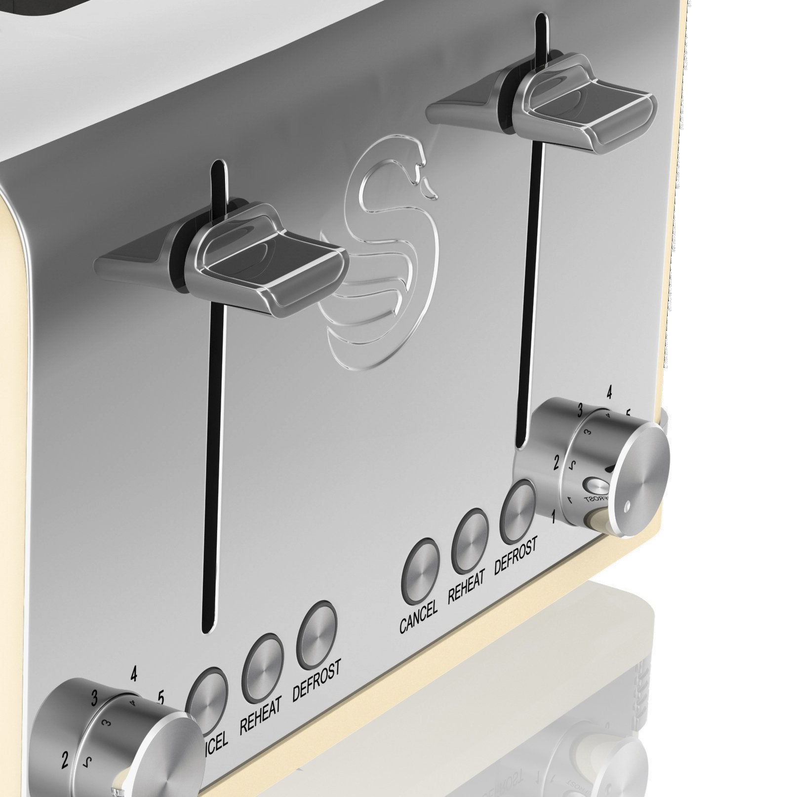 Swan ST19020GRN Retro 4-Slice Toaster with Defost/Reheat/Cancel Functions, Cord Storage, 1600W, Retro Grey