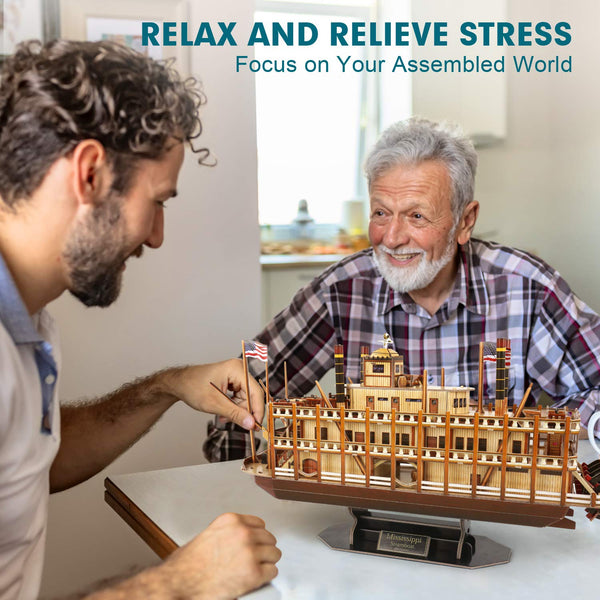 CubicFun LED Pirates of the Caribbean Flying Dutchman Model Kits for Adults to Build 3D Jigsaw Puzzles Ship Model Building Gifts for Adults Kids Girls Boys - 360 Pieces