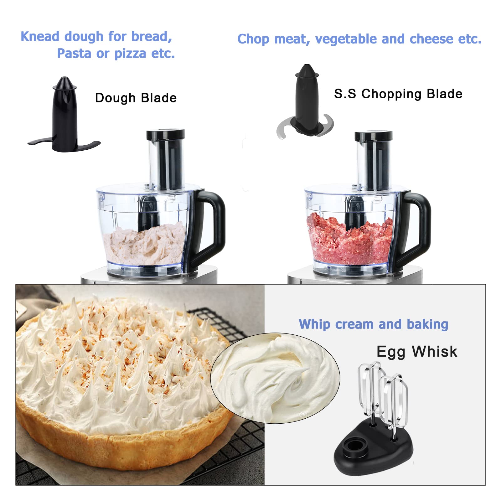 Food Processor, TopStrong 11-in-1 food processor and blender with Chopping Blending Kneading Grinding Whisking Juicing, 1100W, 3 Speeds Plus Pulse,