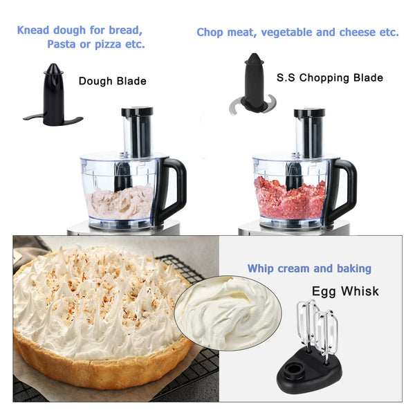Food Processor, TopStrong 11-in-1 food processor and blender with Chopping Blending Kneading Grinding Whisking Juicing, 1100W, 3 Speeds Plus Pulse,