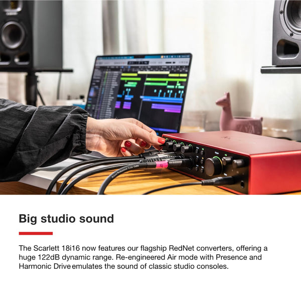 Focusrite Scarlett 2i2 4th Gen USB Audio Interface for Recording, Songwriting, Streaming and Podcasting — High-Fidelity, Studio Quality Recording, and All the Software You Need to Record