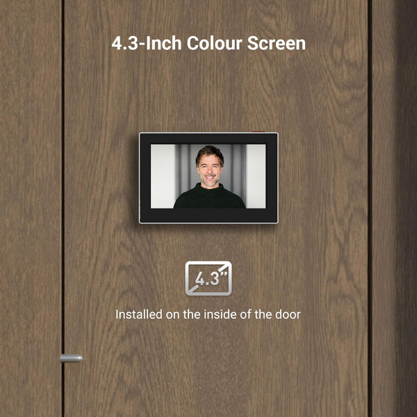 EZVIZ Peephole Camera (Door Viewer Cam) Wireless with 4.3" Monitor, 14–26mm Hole, 35–105mm Door Thickness, 2.4GHz Wi-Fi, 1080P HD Video, APP View, Indoor Colour Screen, No Motion Detection (CP2)
