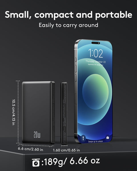2025 Ultra Slim Power bank iPhone for Magsafe, 20W Super Fast Charging Powerbank Wireless Magnetic Portable Charger,USB C in&Out PD 3.0 Phone Battery Pack for i-Phone 16/15/14/13/12 Mini Plus Pro Max
