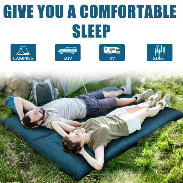 MAXYOYO Portable Foldable Futon Mattress, Hypoallergenic Fabric and High-Density Foam Mattress Pad with Handle and Zipper for Outdoor Indoor Camping