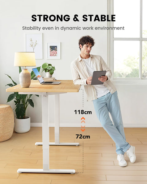 ErGear Electric Standing Desk-160 x 80 cm-100kg Load Capacity Height Adjustable Desk with Advanced Brushless Motor, Quiet Operation, Sturdy Metal Frame,Four-part Tabletop